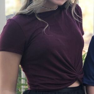 Elegant Maroon Twist Front Tee